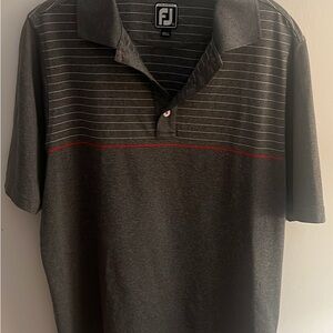 FootJoy Men's Charcoal Polo with Red Stripe